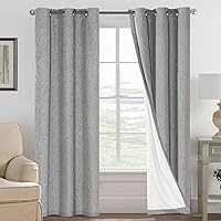 Vista 197 de H.VERSAILTEX Cortinas 100% opacas con aislamiento térmico, texturizadas, de lino, con bloqueo completo de calor y luz, para sala de estar