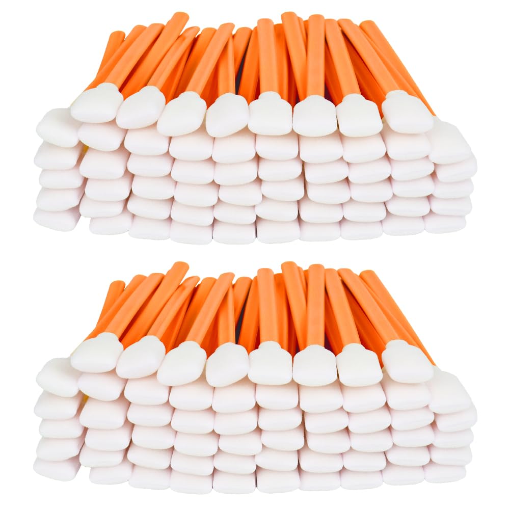 APXEL 100PCS Square Foam Cleaning Swab Sticks, Foam Tip Cleaning Swabs, Dust Free Anti-Static Swabs for Inkjet Printer Print Head Optics Lens Camera Optical Equipment Auto Detailing (Orange)