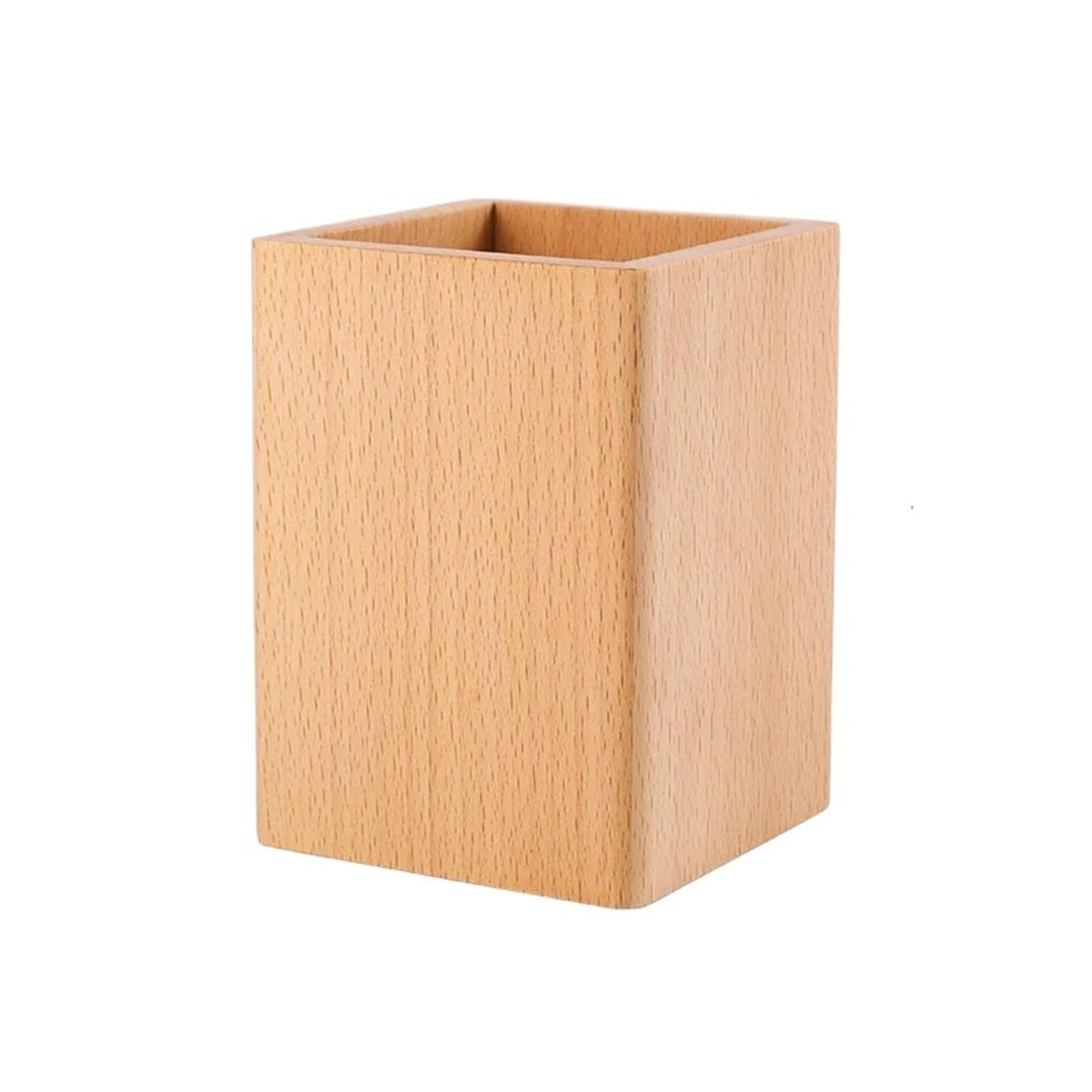 pot a crayon Pot à crayons créatif en bois massif, boîte de rangement bureau noyer noir, papeterie d'apprentissage simple(Style 1)