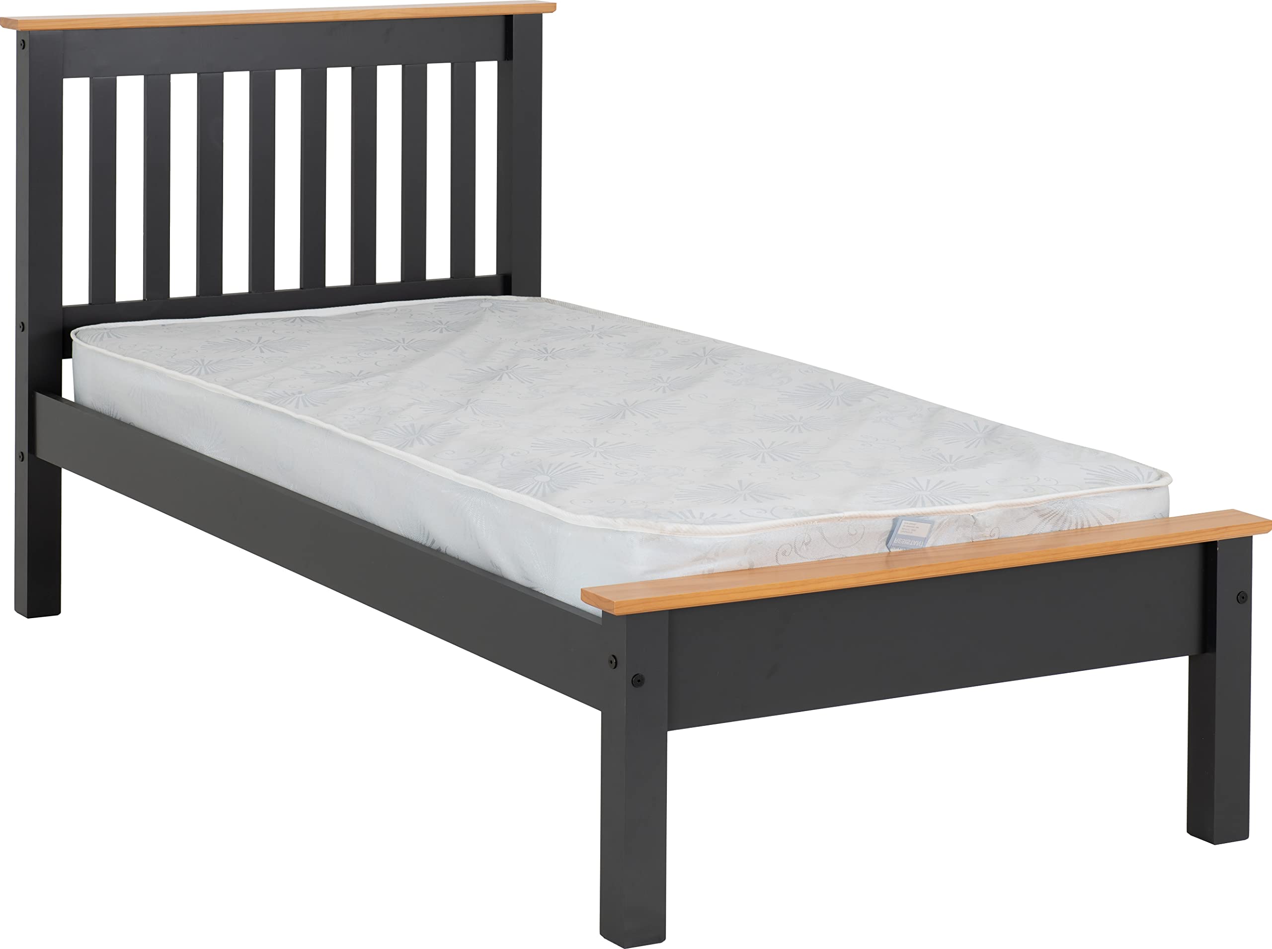 Seconique Unisex Dark Grey Monaco 3' Bed Low Foot End In Single