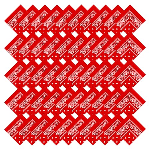 PJPSAA 50 Pcs Bandanas Bulk Large Bandana Headband Paisley Cowboy Bandana Scarf Handkerchief for Women Men
