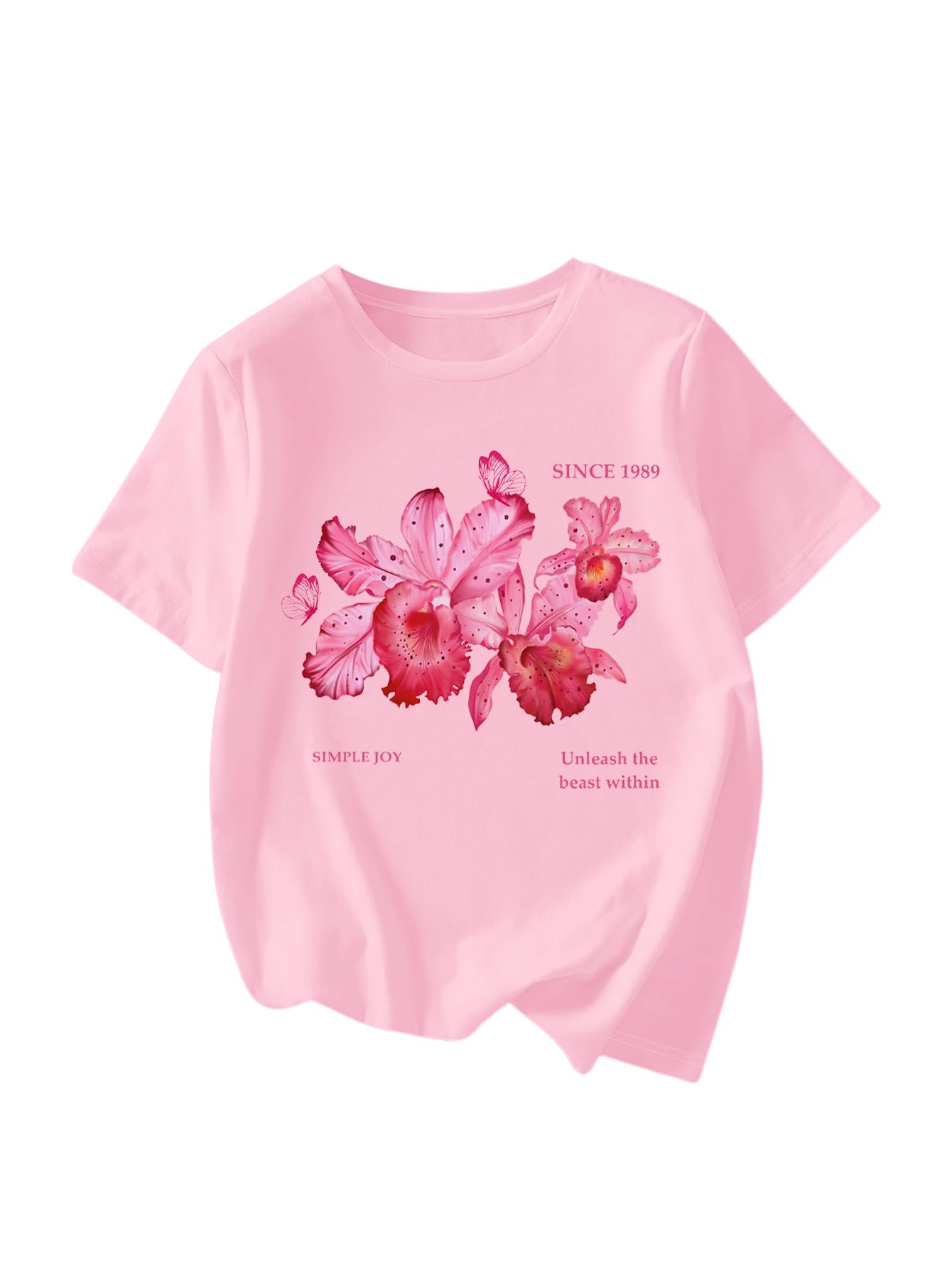 RoseSeek Women's Graphic Letter Tee Crew Neck Trendy Summer Vintage T Shirt