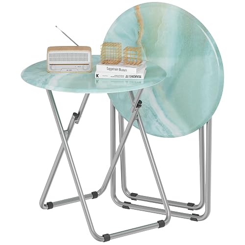 TV Tray Round Table, Small Foldable Table, Portable Dinner Table