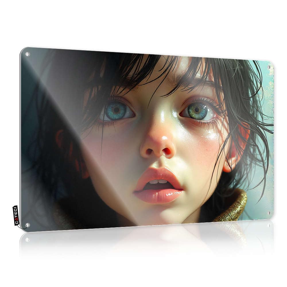 Art mural enfant aux yeux bleus 30x40cm pour porte de chambre
