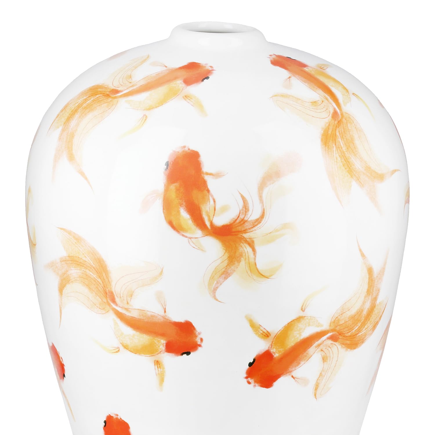 GILDE Vase Neon - Keramik - weiß - Höhe 30cm x Ø 20cm - Fischmotiv - bauchige Dekovase - wasserdicht