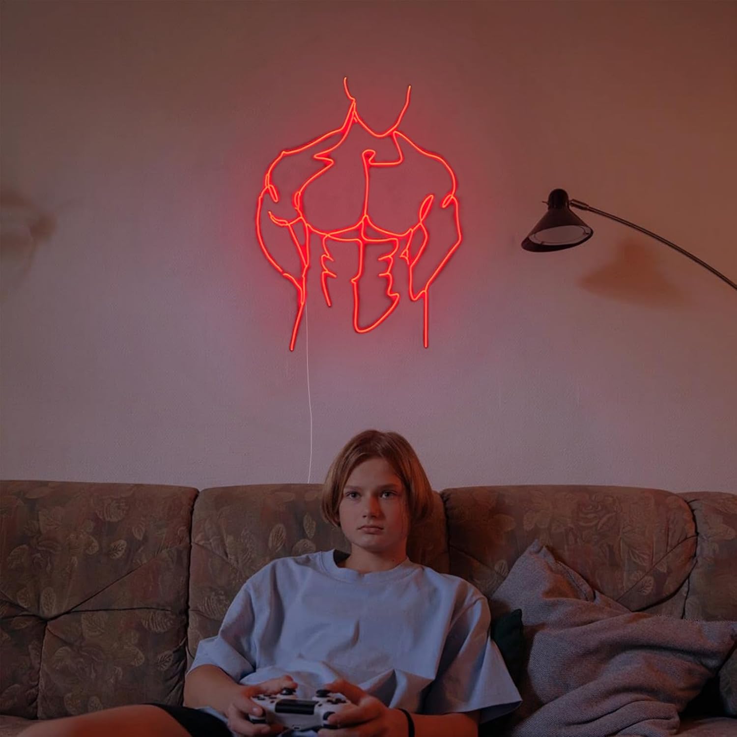 AMANYMXOK Neon Sign for Bedroom Decor - 20 Inches Body LED Light for Man Cave Wall Art - Bar, Gym, Game Room Male 3D Line Art Home Decor