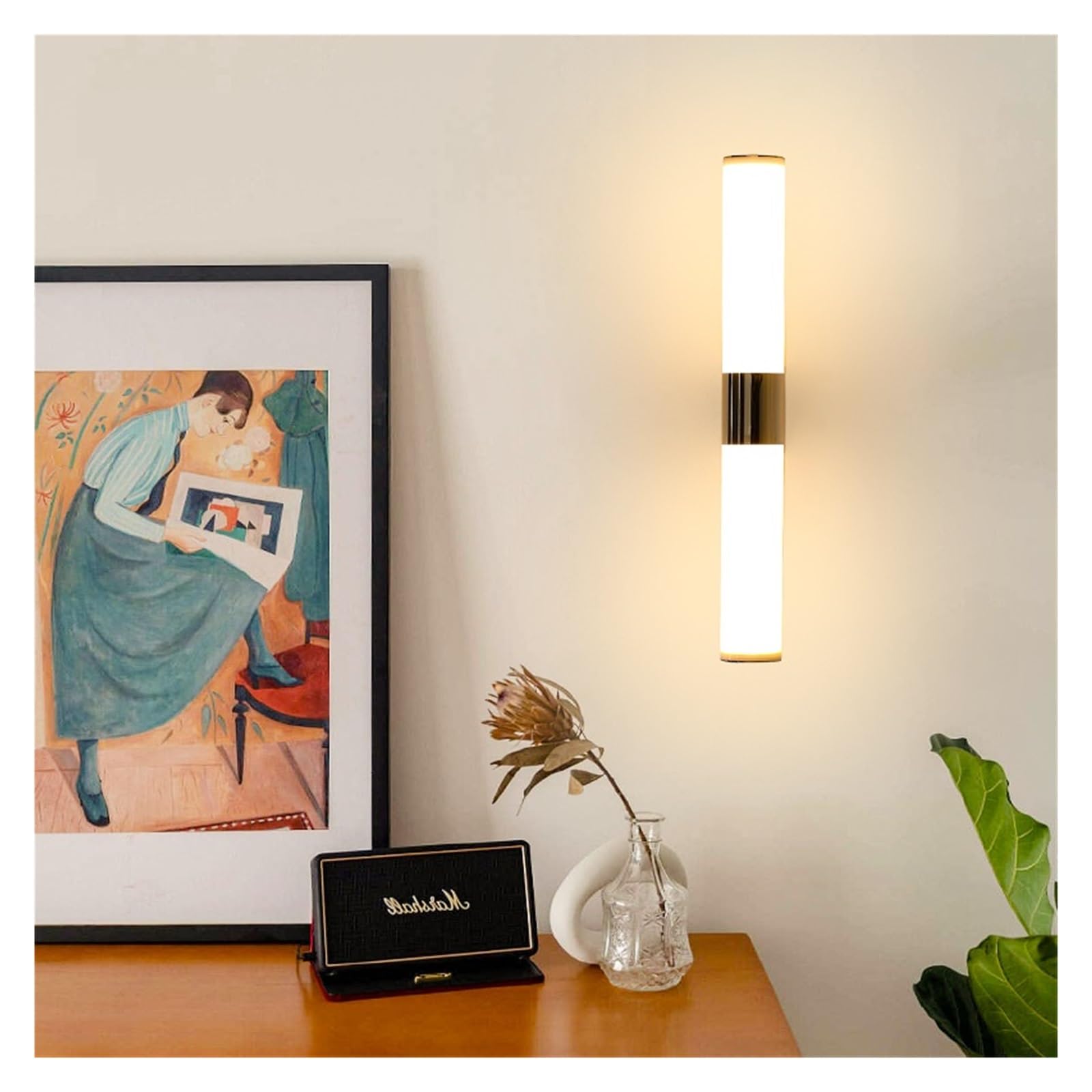 Apliques Para Cuadros Lámpara de pared Led Interior moderna, iluminación de baño, lámpara de pared montada en la pared, lámpara de pared nórdica de acero inoxidable(Warm,430mm)