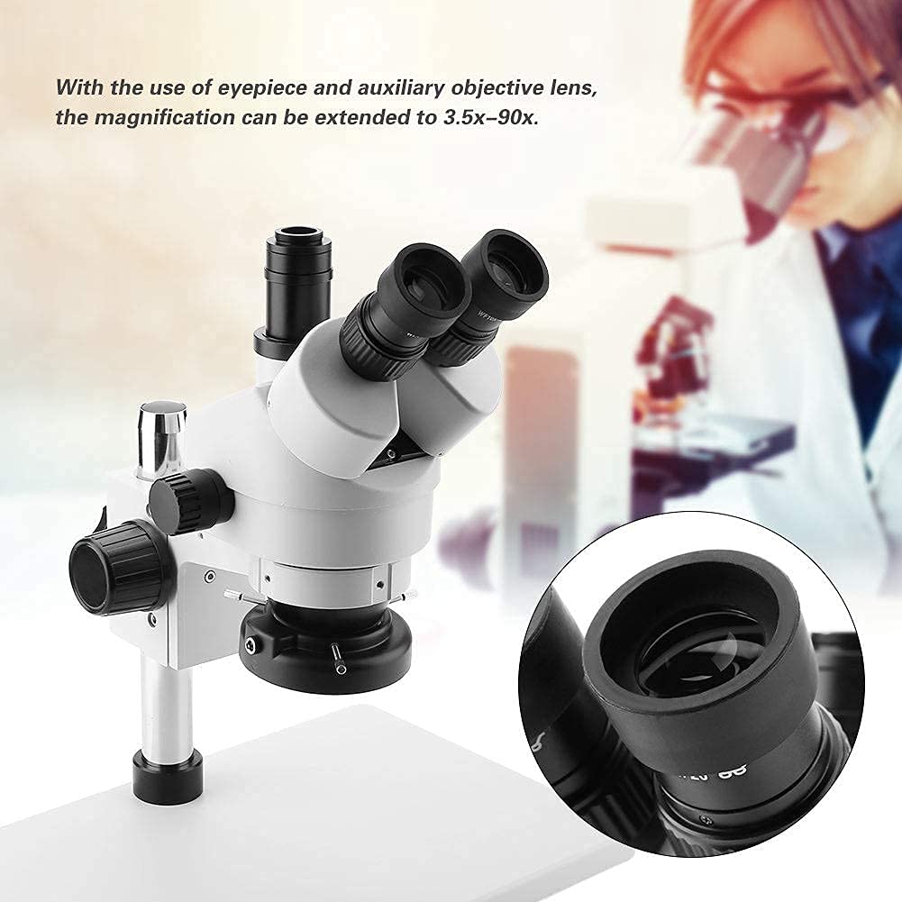 3,5X-90X Trinokular-Stereo-Zoom-Mikroskop Einstellbarer Tri-Vision-Arbeitsabstand von 30 bis 165 mm für die Elektronikindustrie, Hardware-Verarbeitung(European regulations)