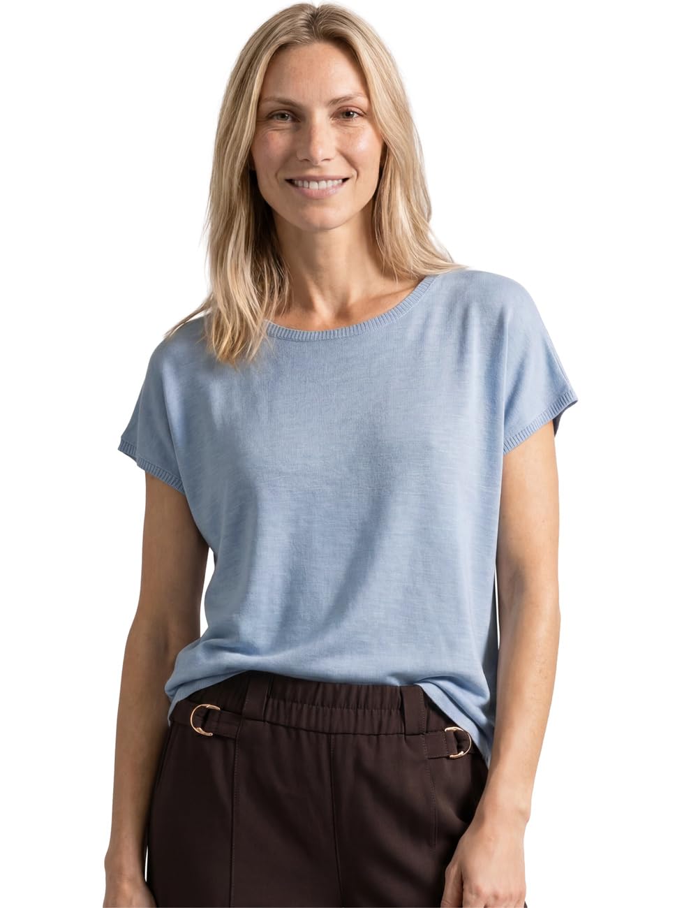 Street One Dropped Shoulder Shirt with Crew Neck Cashmere Blue 44