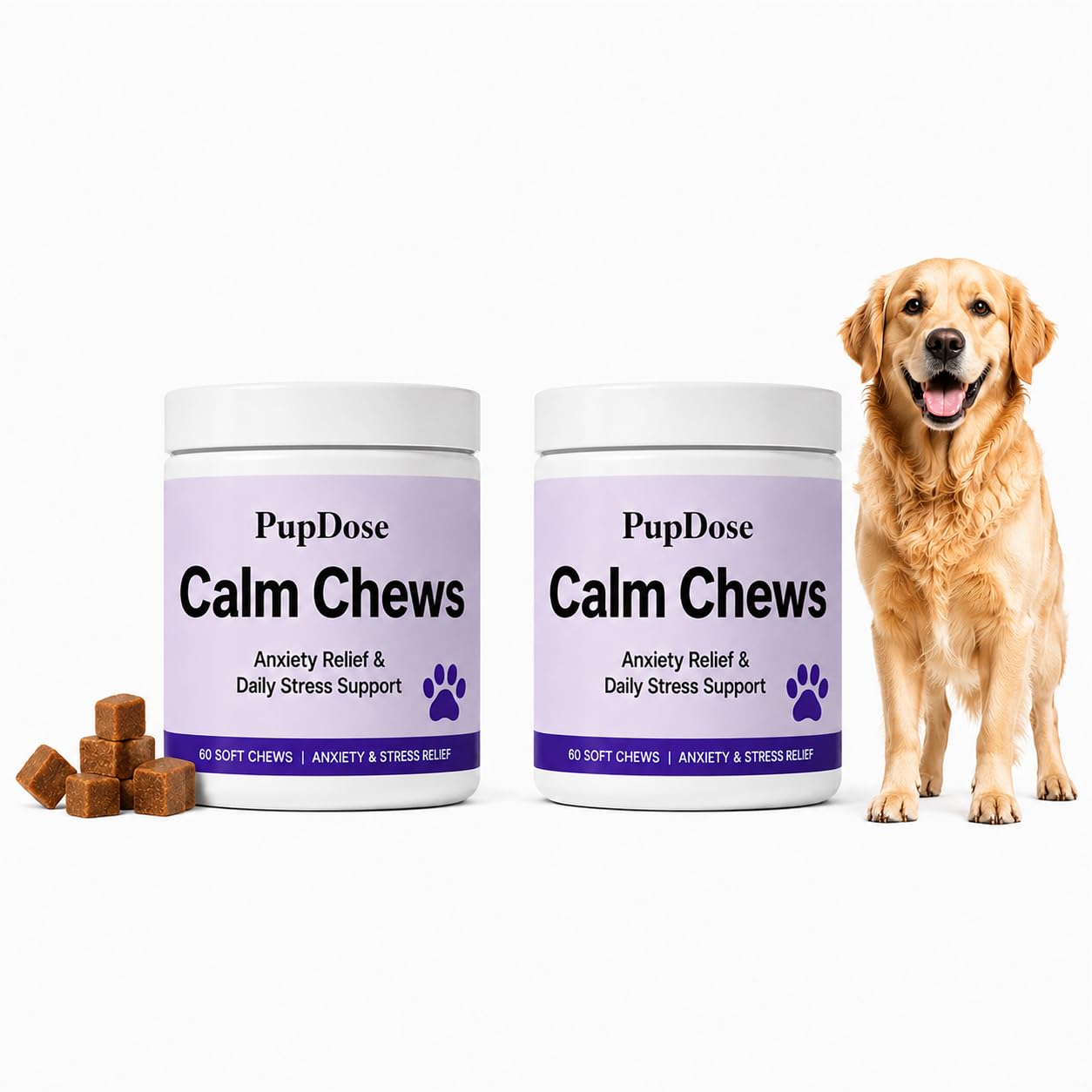 Pupdose Calming Chews for Dogs, 60 countsοΌ2pcs