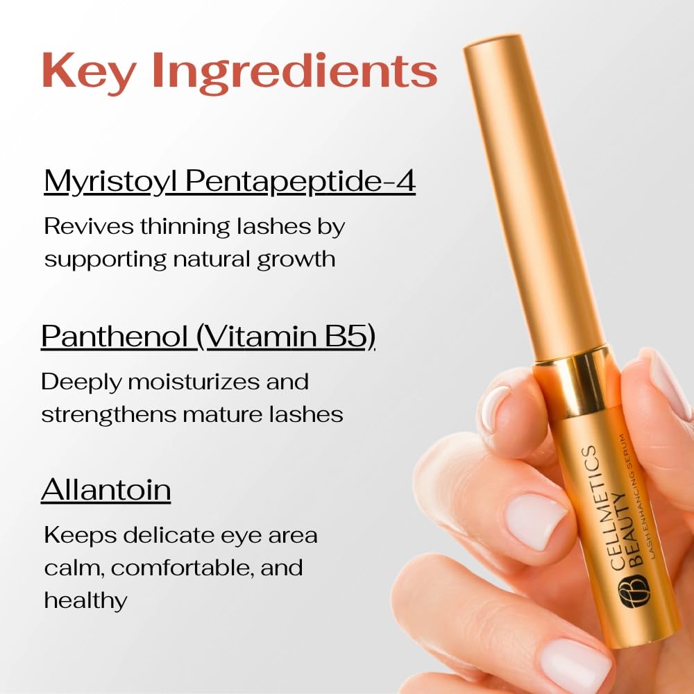 Peptide Lash Serum for Eyelash Growth - Eyelash Growth Serum with Advanced Formula to Support Longer Fuller and Thicker Looking Lashes - Vegan & Cruelty-Free for Sensitive Eyes