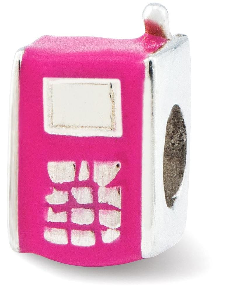 Srebro wysokiej próby 925 zawieszka do bransoletki dzieci emaliowany różowy koralik do telefonu komórkowego dziecięca linia elegancka biżuteria dla kobiet prezenty dla niej