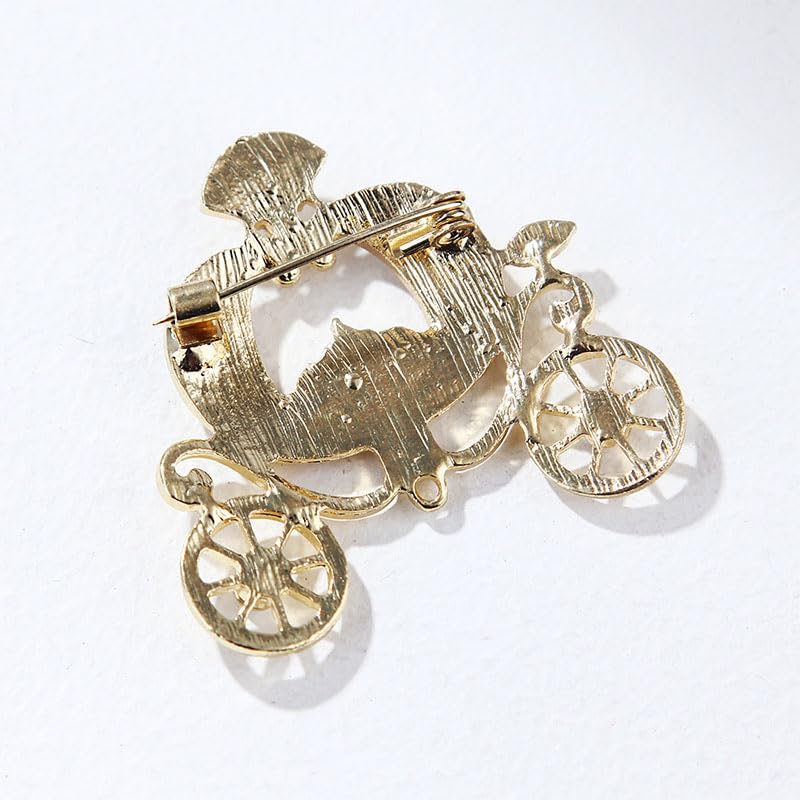 Image of 2Pcs Pumpkin Carriage Brooch Simple Sweater Scarf Shawl Buckle Pin Dress Jewelry Party Accessory For Women