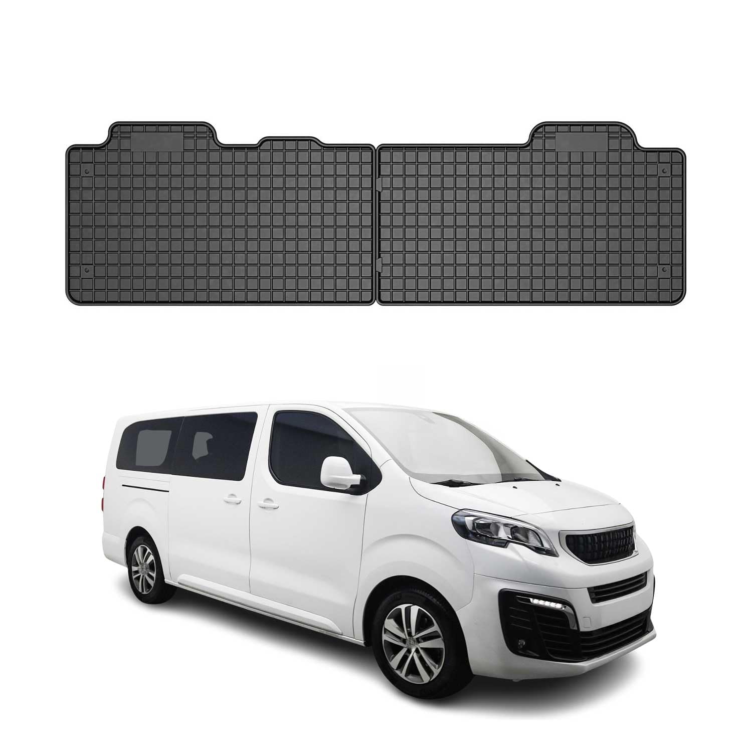 OMAC Gummi Fußmatten kompatibel mit Peugeot Traveller 2. Sitzreihe 2016-2026 Schwarz 2X