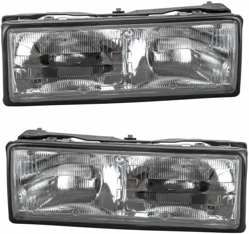 KarParts360 For Chevy Caprice 1987 88 89 1990 Headlight Assembly Driver and Passenger Side | Pair | Bulbs Included | Replacement For GM2502108, GM2503110 | 16513075, 16513076