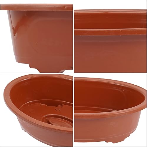 Miniatura 4 de GANAZONO Macetas de 4 piezas para entrenamiento de bonsái, maceta ovalada de plástico, maceta para bonsái, maceta para jardinería, suculentas,
