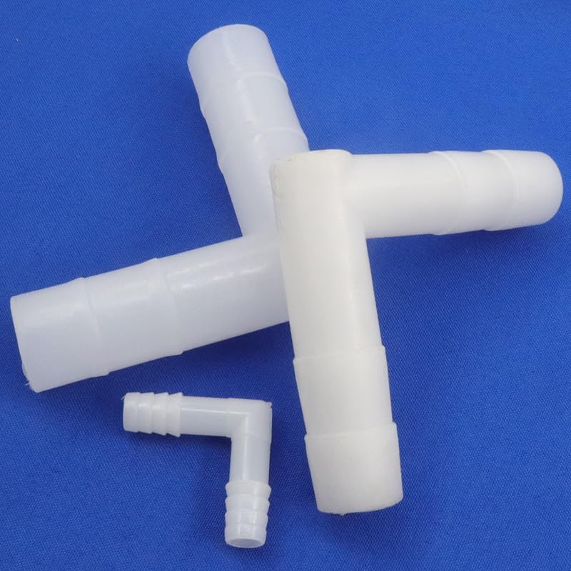 5pcs 10~25mm Plastic Barbed Equal Elbow Connectors Irrigation Pipe Fittings Aquarium Fish Tank Hose Aeration Hose Connector(16mm,100pcs)