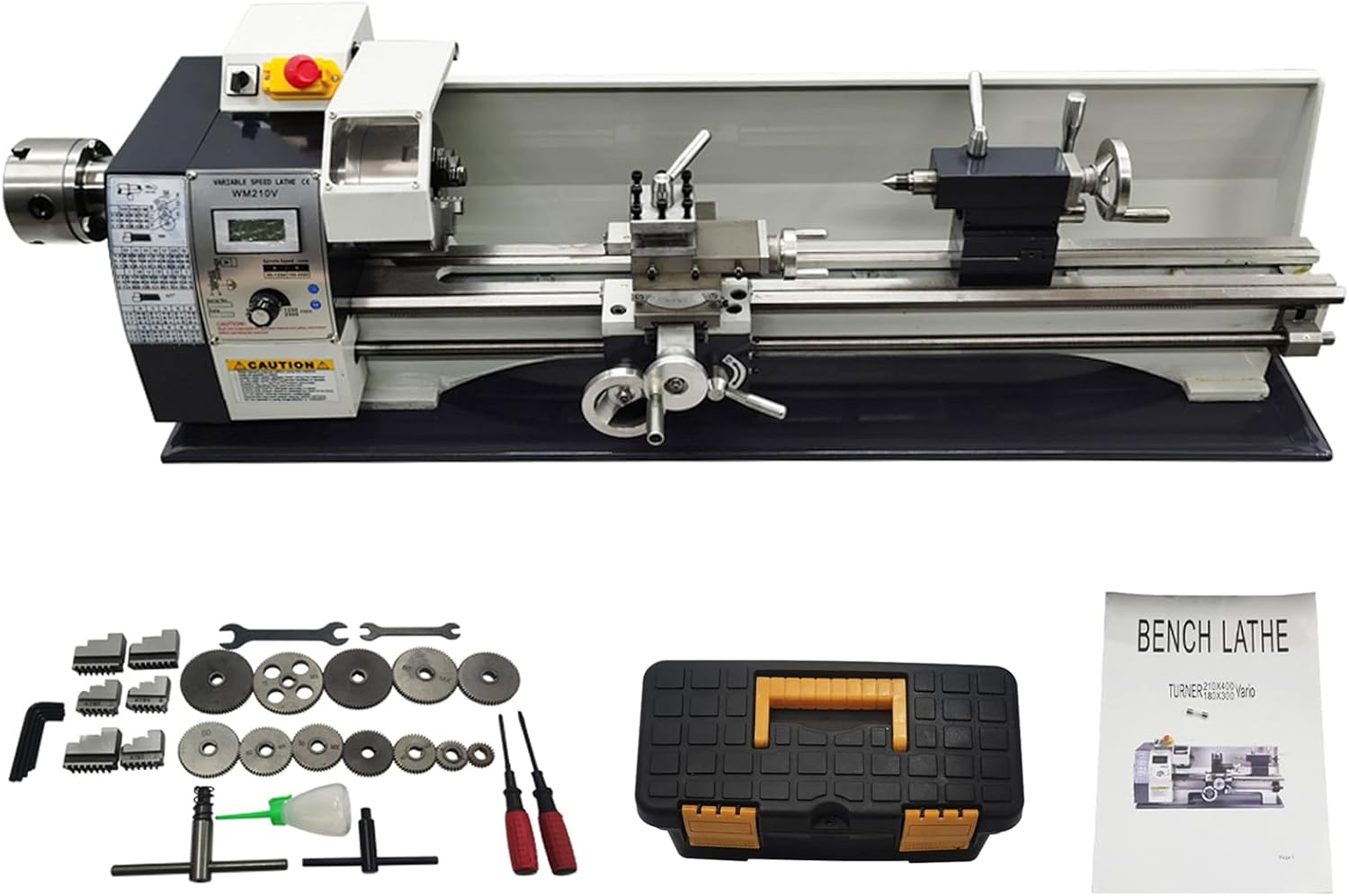 Benchtop Metal Lathe 8.27"x31.5" Metal Working Lathe Dual Head/Dual Chuck MT5 Spindle Inch Threads Precision Industrial & Hobby Woodworking Lathe 110V 1100W