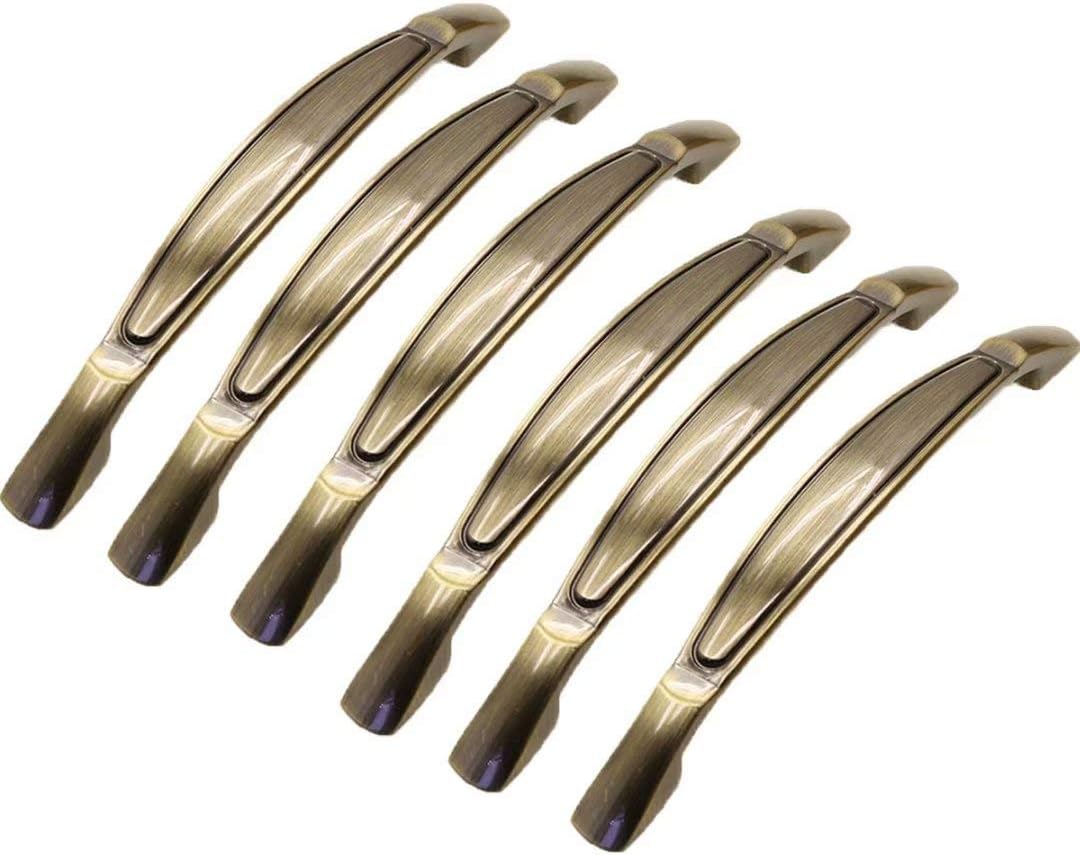6 pcs Retro Style Drawer Pull Handle Wardrobe Hardware Kitchen Cabinet Door Handles Bedroom Furniture Cupboard Handles Pull, Hole Distance 96mm/ 128mm