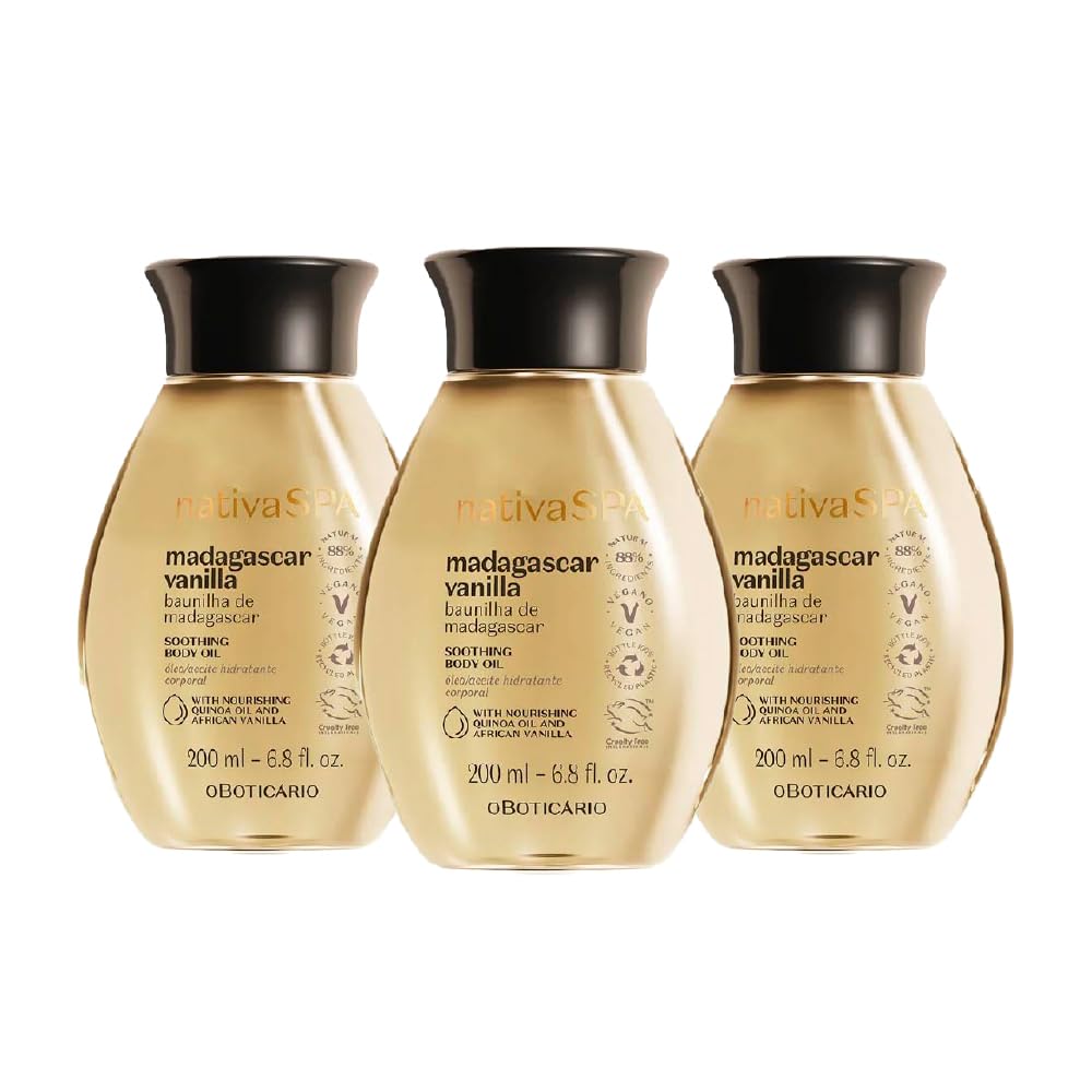 O Boticário Native SPA Waniliowy Olejek | 3 x Nawilżający Perfumowany Olejek Do Ciała I Wegański Balsam Do Ciała I 3 x 200 ml
