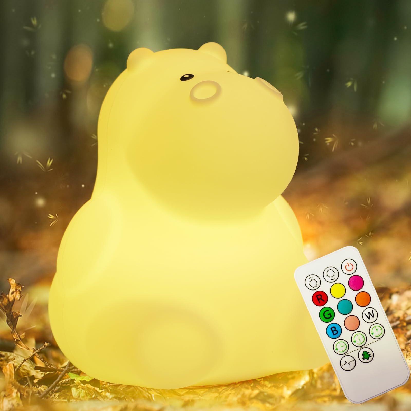 I want a Hippopotamus Gift for Christmas LED Night Light for Kids Toddler Bed, Color Changing Dimming &Timer &Rechargeable Nursery Night Lamp for Breastfeeding BPA Free Silicone Room Decor Aesthetic
