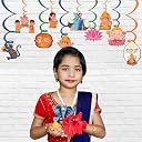 Festiko Set of 20 Pcs Ganpati Bappa Morya Swirls With Cutouts, Hanging Decoration Supplies, Ganesh Chaturthi Decoration Combo,Multicolor Cardstock gallery image