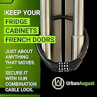 Vista 3 de Cerradura de nevera Urban August: Cerradura de combinación multifuncional por cable, para refrigeradores y gabinetes de puerta francesa. Excelente
