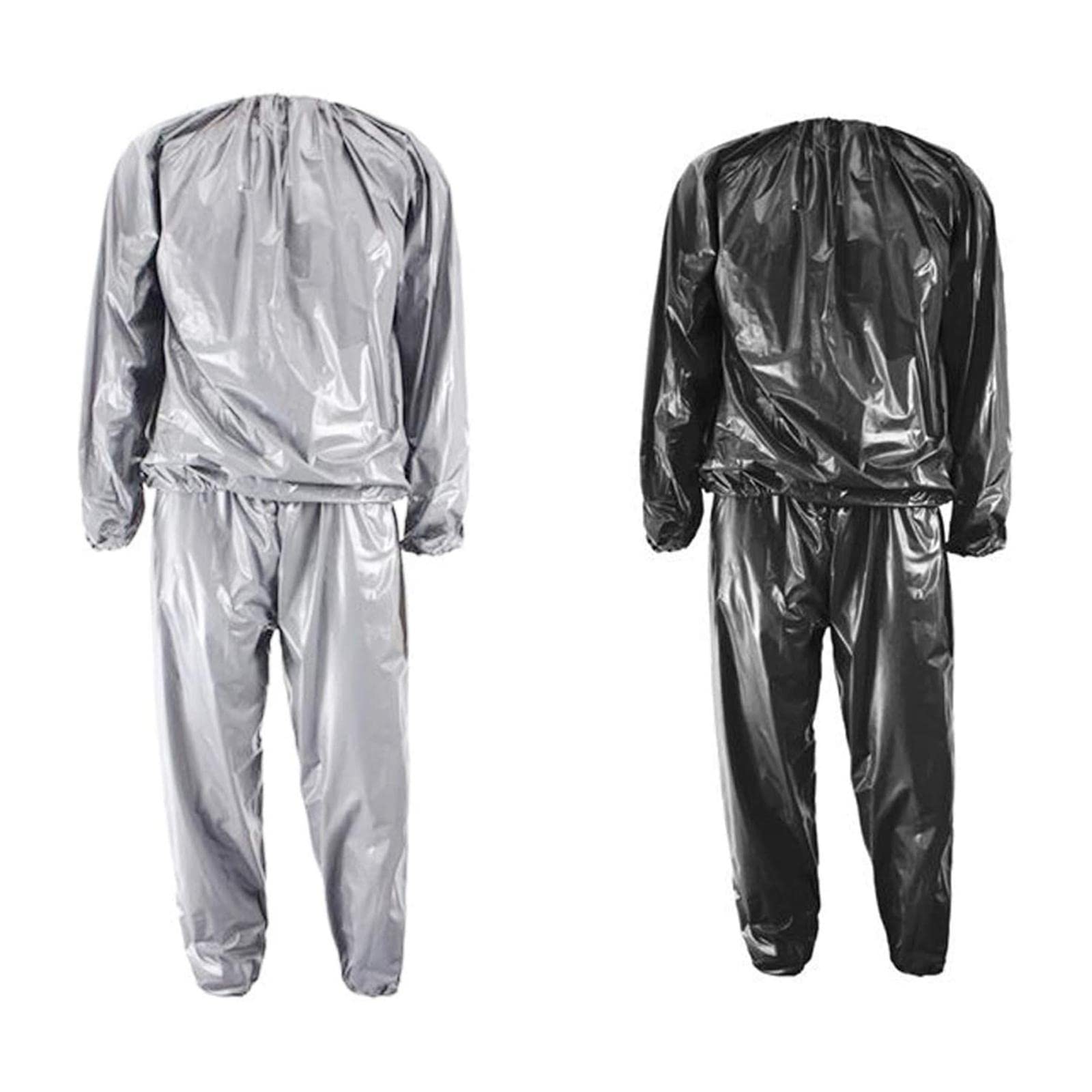 Fitness Sauna Suit Exercise Gym Home Sweat Suit Hoodie Pants Black XXL|PVC Sauna Suit for Men Women Weight Loss Sweat Workout Set-picture-20