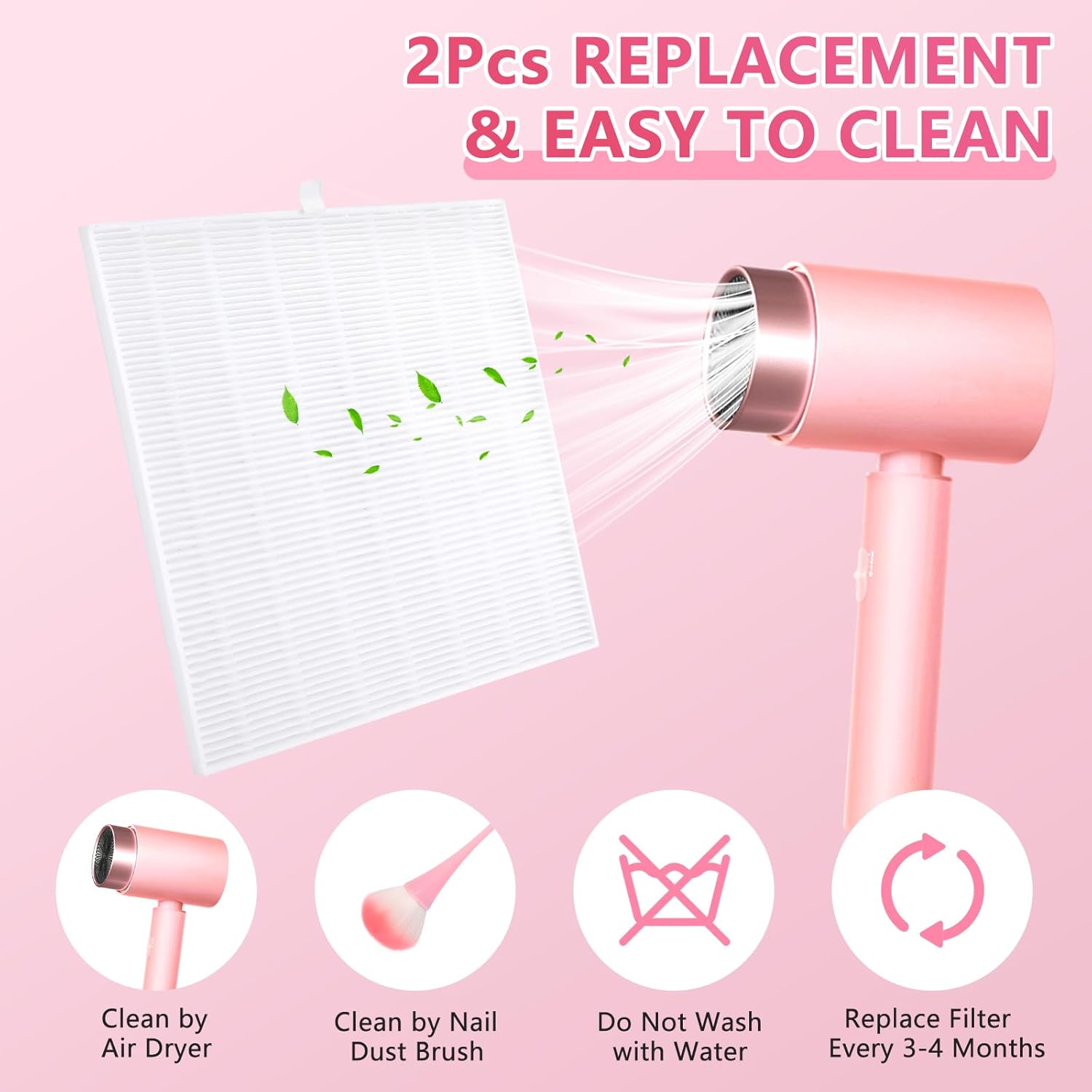 Nail Dust Collector, Powerful Dust Collector Nail Tech with 11-Gear, Professional Cordless Vacuum Nail Fan Dust Collector for Nail Tech, Nail Salon & Home (Pink)