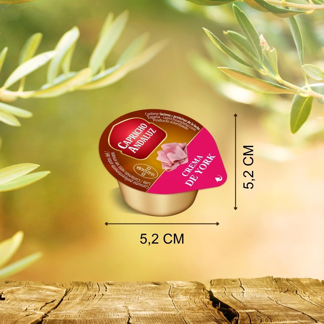 Capricho Andaluz - Bolsa Crema de York 8 Unidades en Monodosis de 25gr Untable para tus Desayunos y Meriendas con un Envasado Práctico y Cómodo para Llevar