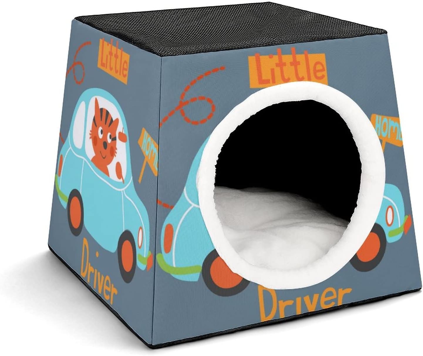 Printed Cat Cube Kitty House Indoor Cats Bed Cat Sofa Small Dogs Shelter Warm and Cozy Driver Cat Cartoon