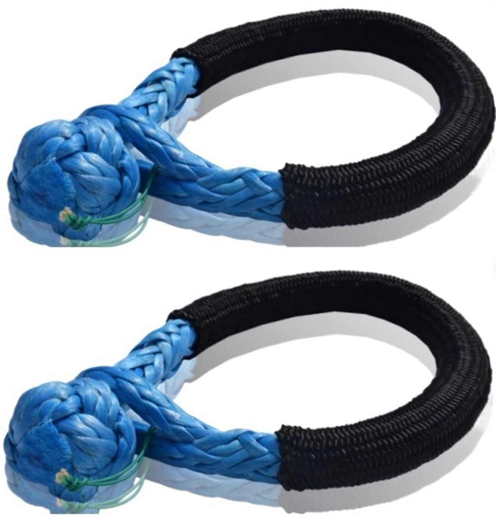 Manilles Souples Bleues 6mm x 80mm | Lot de 2 Cordes de Remorquage pour Tout-Terrain