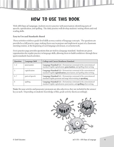 Shell Education SEP51170 180 Days Of Language For Fifth Grade thumb #2
