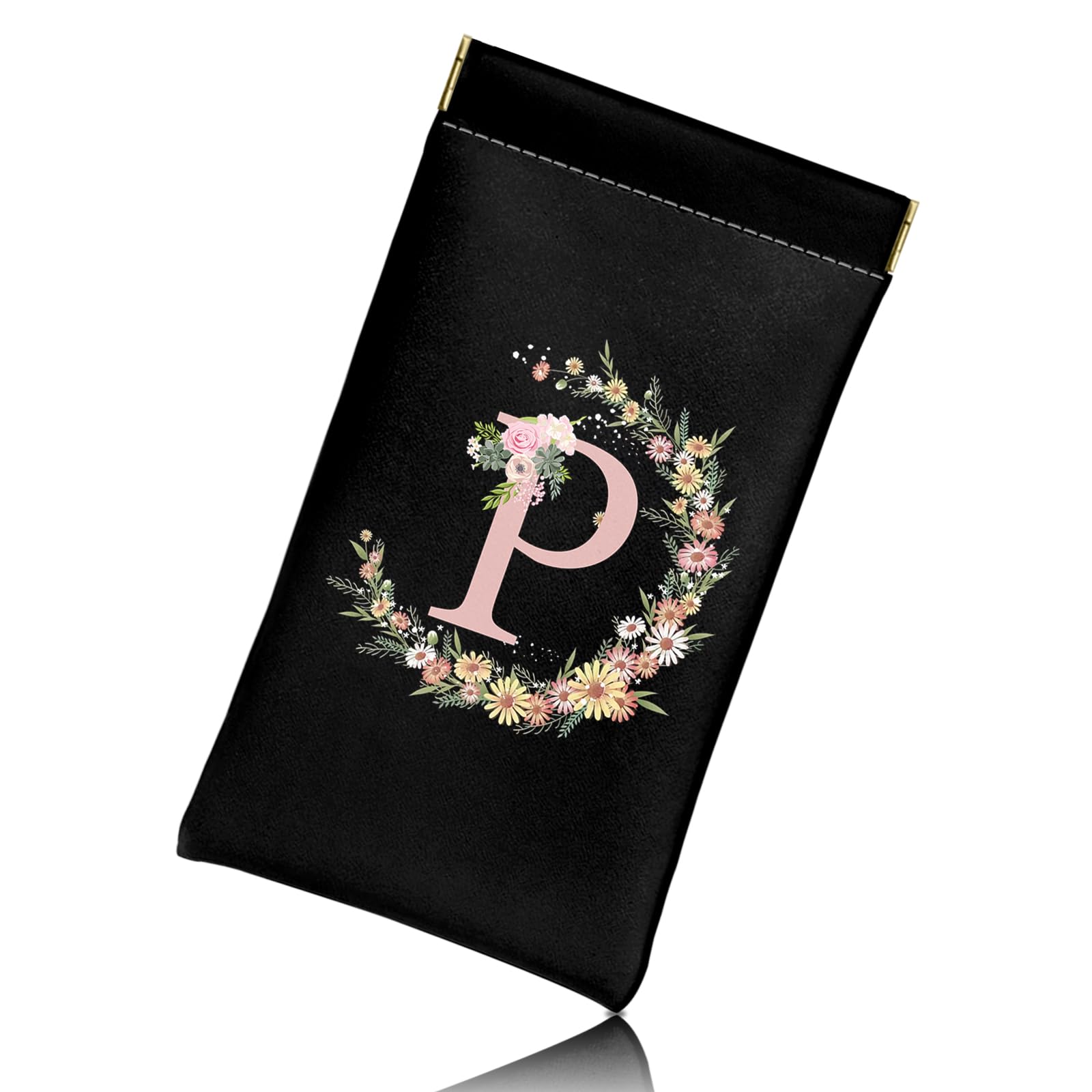 BHAHB Weich Brillenetui mit Anfangs Brief,aus PU-Leder mit Reinigungstuch Für blaue Lichtbrillen Sonnenbrille,niedliches Ästhetik für Frauen und Männer