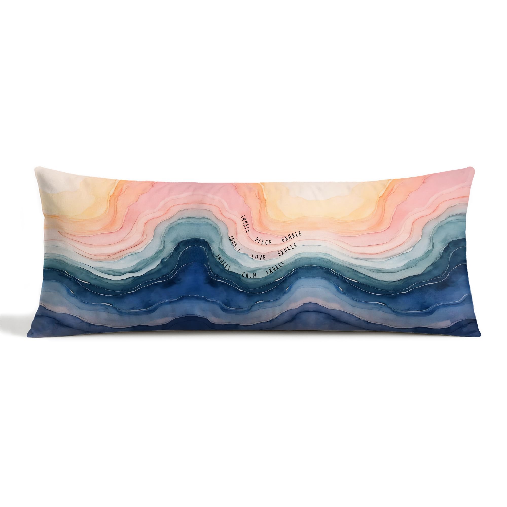 TopXmai Inhale Exhale Mental Health Body Pillow Cover with Zipper Therapy Office Decor Watercolor Abstract Inspirational 20x54 Long