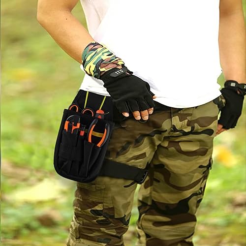 Miniatura 5 de Linkidea Bolsa de herramientas para electricista con clip para cinturón, bolsa de herramientas organizadora de 5 bolsillos, pequeña bolsa de trabajo