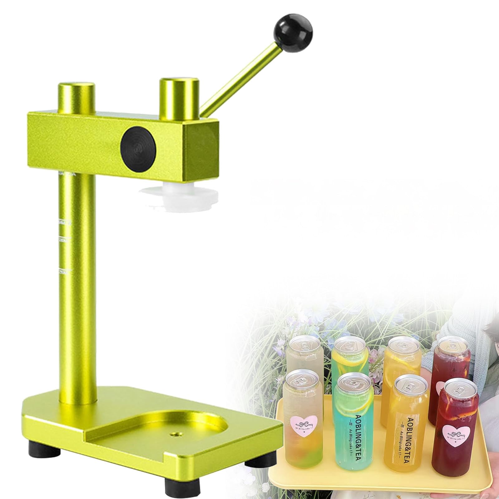Cerradora de latas de sobremesa, Manual, para Vasos, Altura Ajustable de 30 a 170 mm, diámetro de frascos de 51 mm (2 Pulgadas), para sellar Botellas Pet (Verde)
