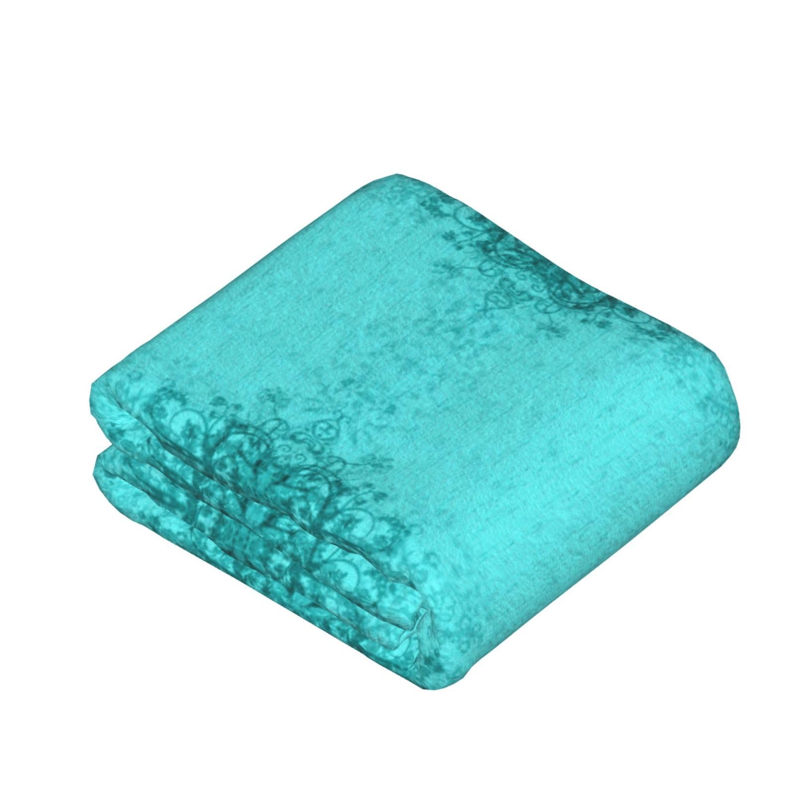Manta de franela cálida de 80 x 60 pulgadas, manta de franela de felpa azul turquesa, perfecta para sofá, cama, campamento y viajes