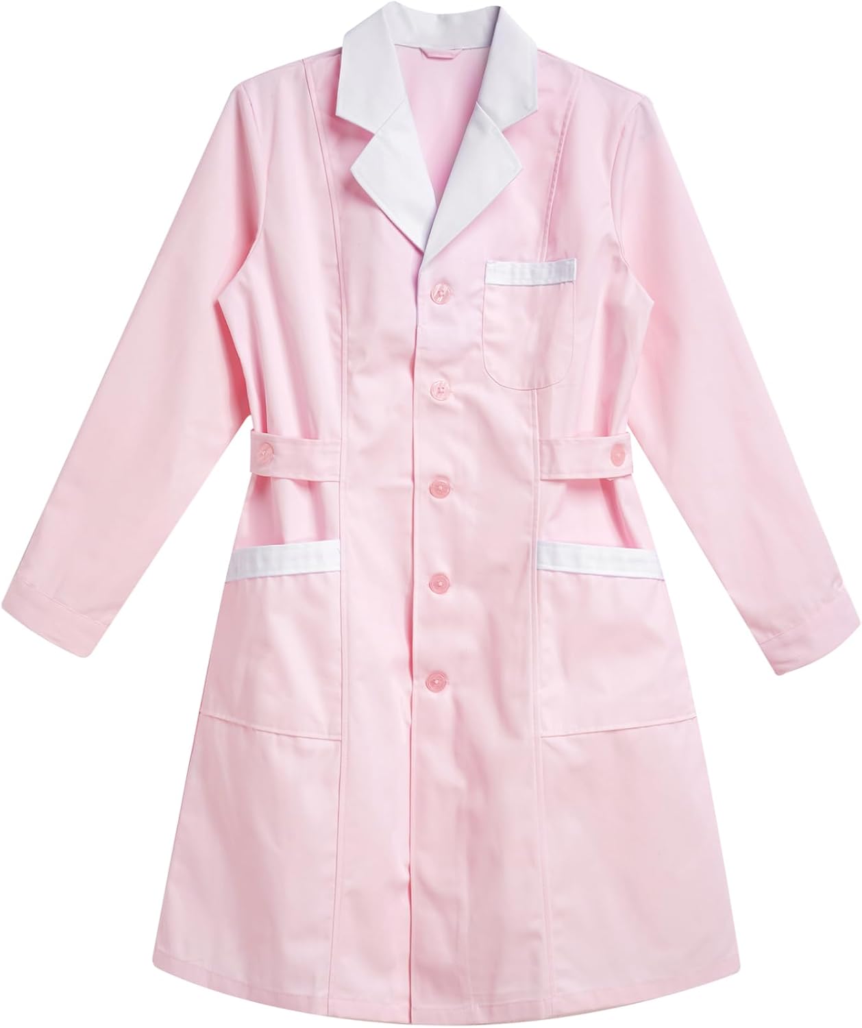 Kaerm Womens Full Sleeve Laboratory Doctor Nurse Coat with Big Pocket Halloween Cosplay Uniform
