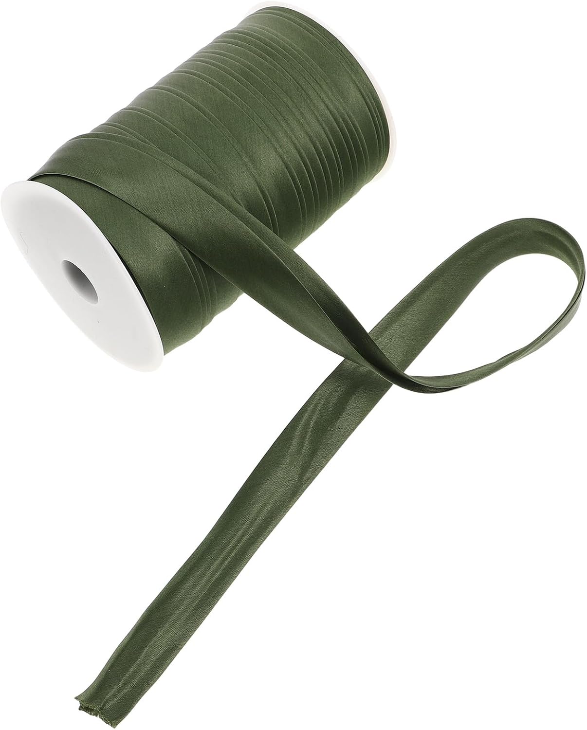 Alipis Satin Double Fold Bias Tape 2.5cm 50m Roll Military Green Sewing Ribbon for Cheongsam Piping Trim Quilting Garment Binding DIY Craft