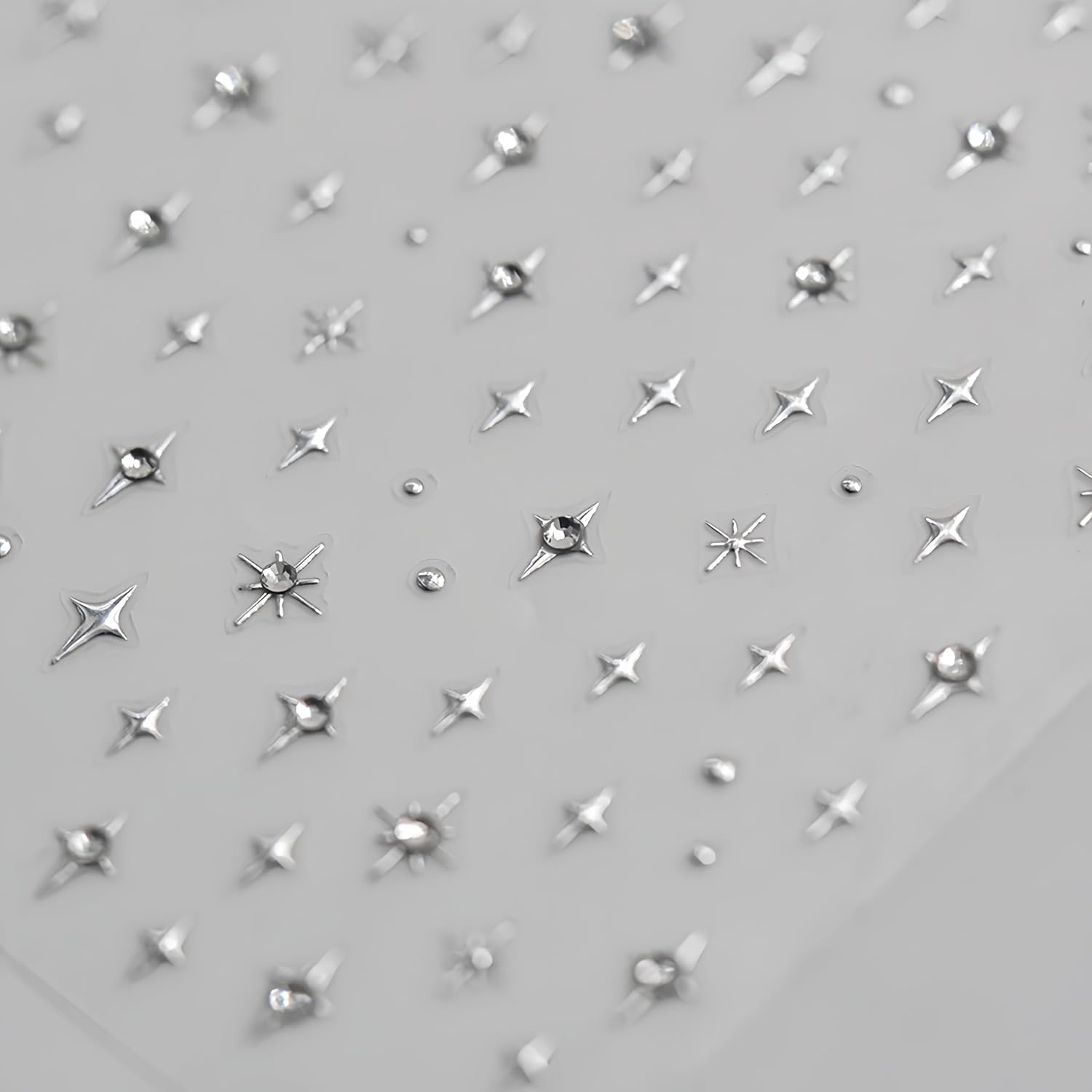 1Sheet Silver Star Nail Sticker 5D Embossed Self-Adhesive Diamond Star Nail Decals with Rhinestone Design Holographic Y2k Stars Nails Shiny Star Nail Art Supplies for Women DIY Manicure Decoration