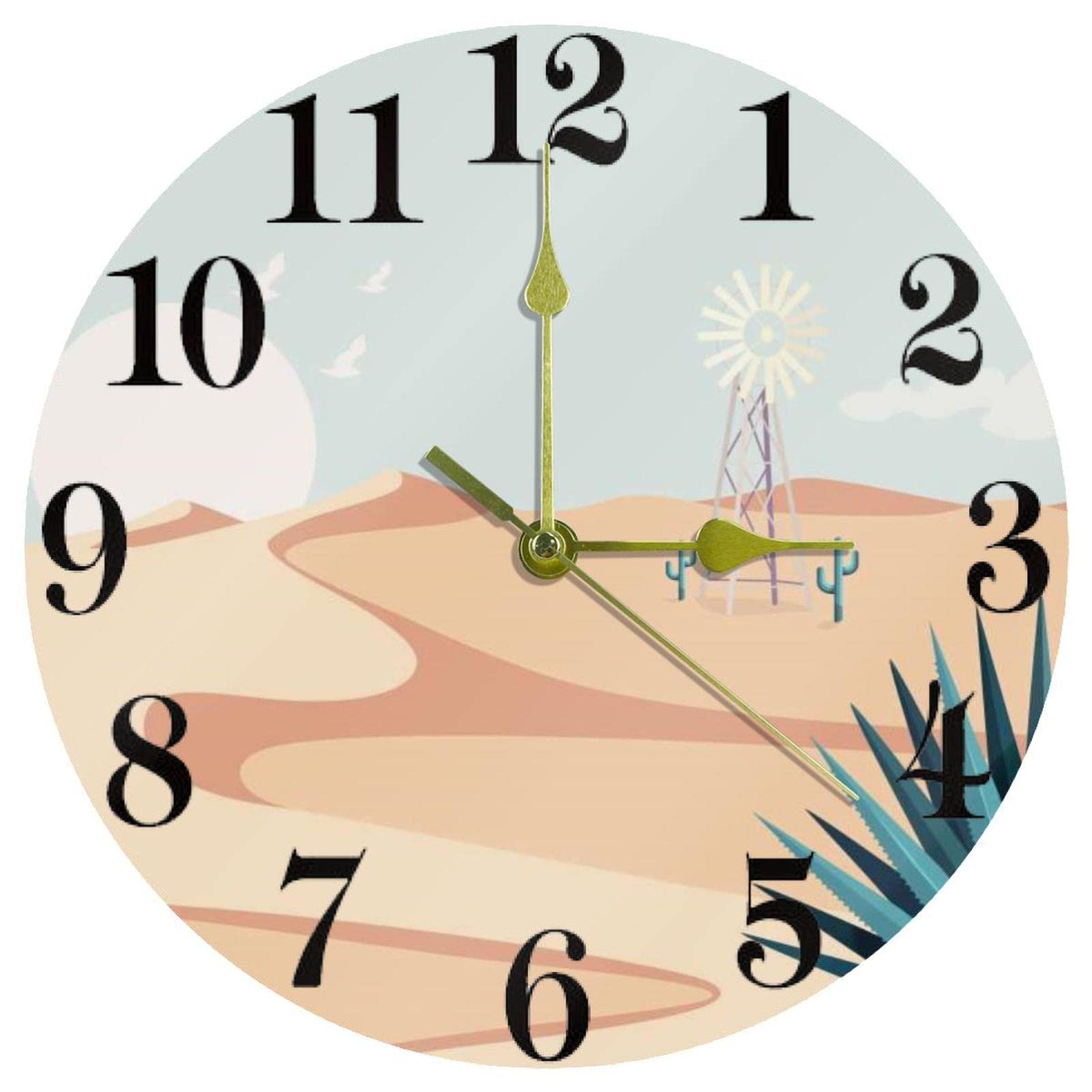 Horloge murale pour maison et bureau avec un motif désert apaisant