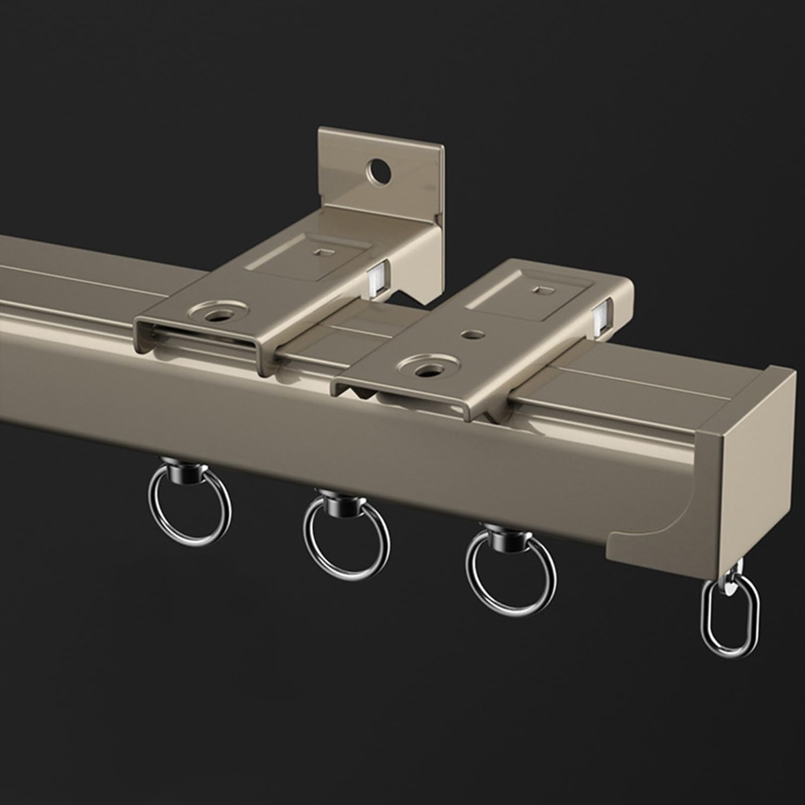 Heavy Duty Ceiling Curtain Track Wall Mount Curtain Rail 2.6mm Thick Curtain Rod(Color:Champagne,Size:B-400cm(4 * 100cm))