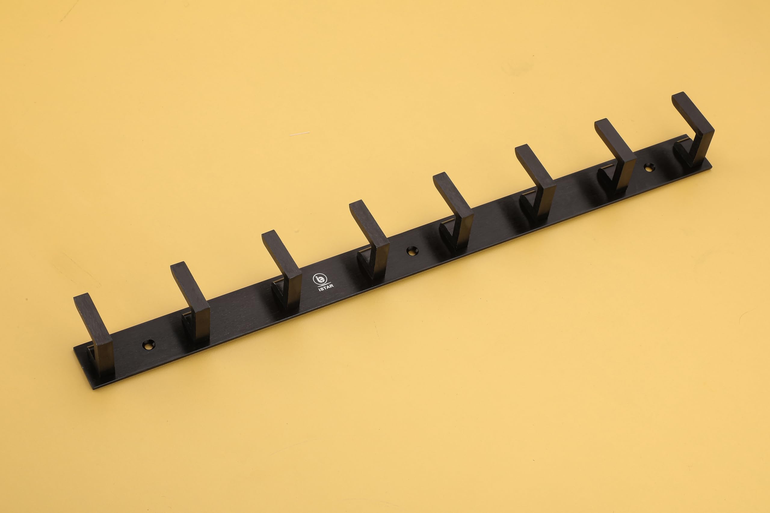 iSTAR 8 Pin Bathroom Cloth Hooks Hanger Wall Bedroom Bathroom Robe Hooks Rail for Hanging Keys,Clothes,Towel Steel Hook (Black, Pack of 1)-image-43