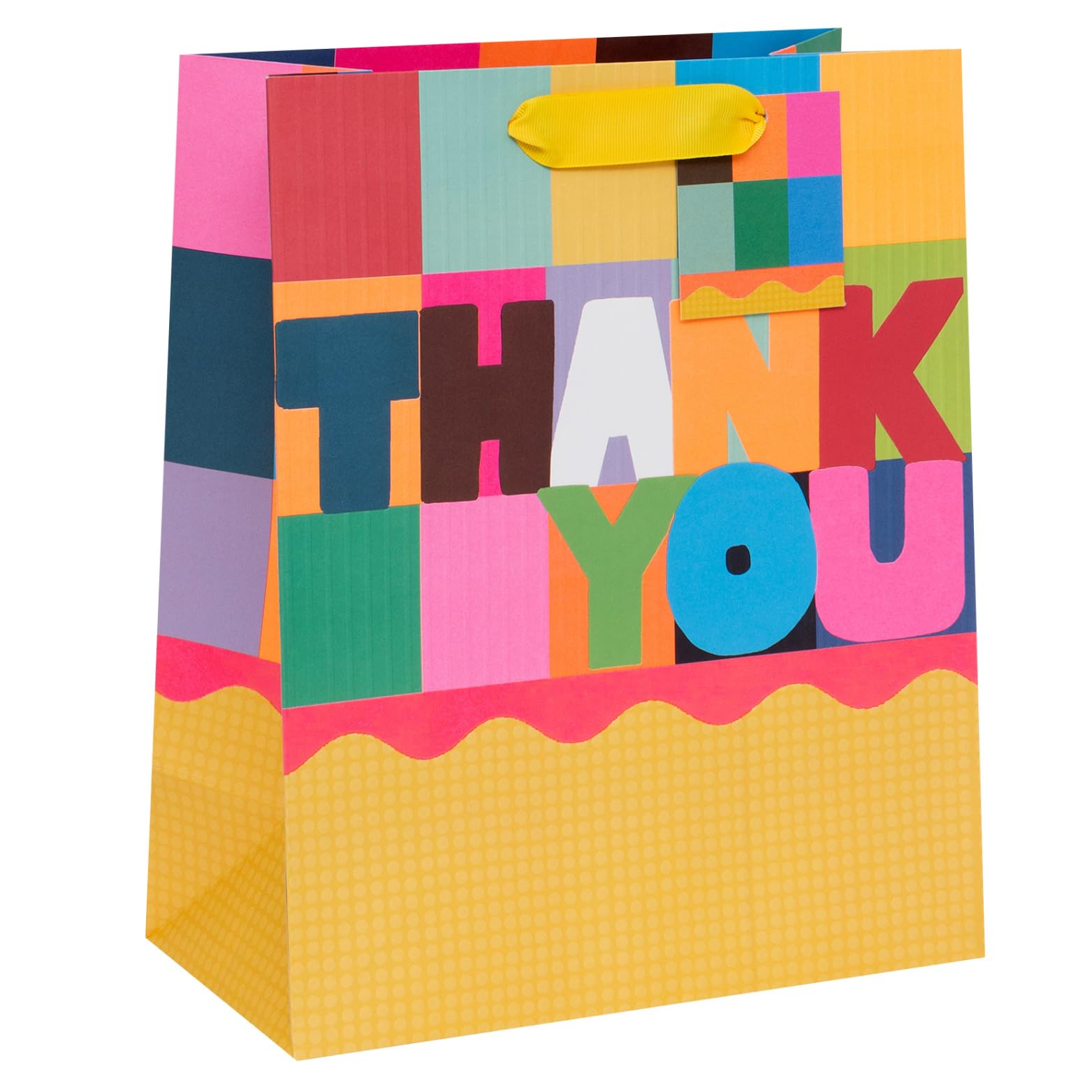 Glick Luxury Gift Bag, Thank You Gift Bag, Large Checks Thank You Teacher, 26w x 31.5h x 13.5d cms, Multi-Coloured