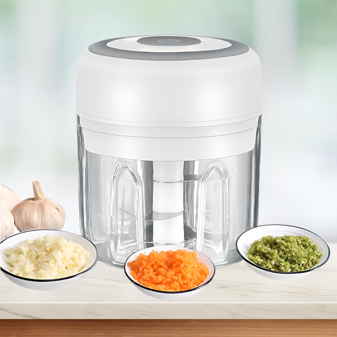 Mini procesador eléctrico de alimentos y picador de ajo, 8.5 fl oz, carga USB, 3 cuchillas, perfecto para picar verduras, pimienta, cebolla, ajo, jengibre, especias, carne, comida para bebés y más 2
