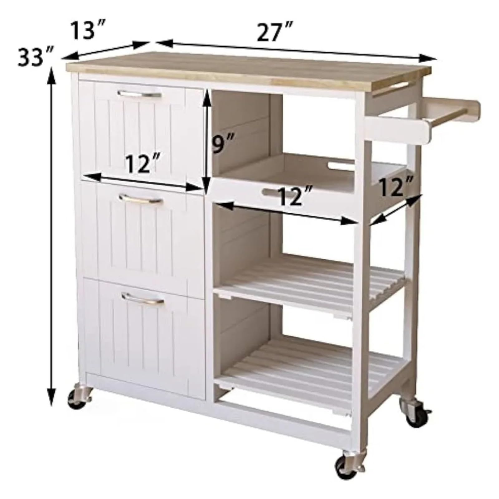 Magazzinaggio Carrelli da cucina stile isola Barre industriali e carrelli di servizio rotolano su ruote for pratici stoccaggio in bianco
