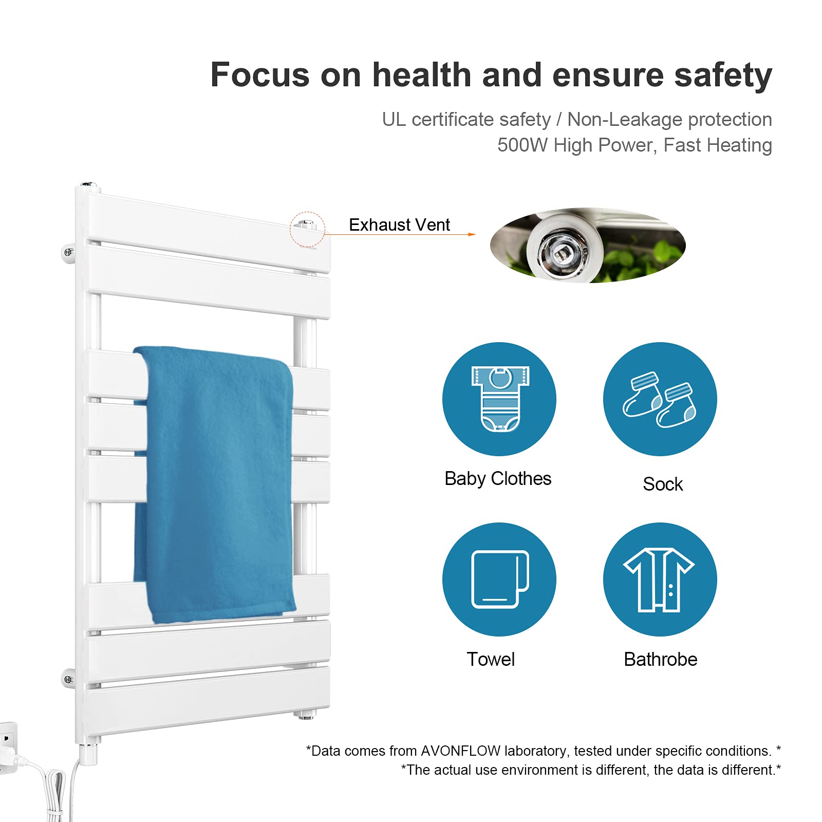 AVONFLOW Super Power 500W Towel Warmer Heating Quickly Heated Towel Warmer  Rack 8 Bar UL Certification Bath Towel Heater Drying Rack- White :  Amazon.sg: Home