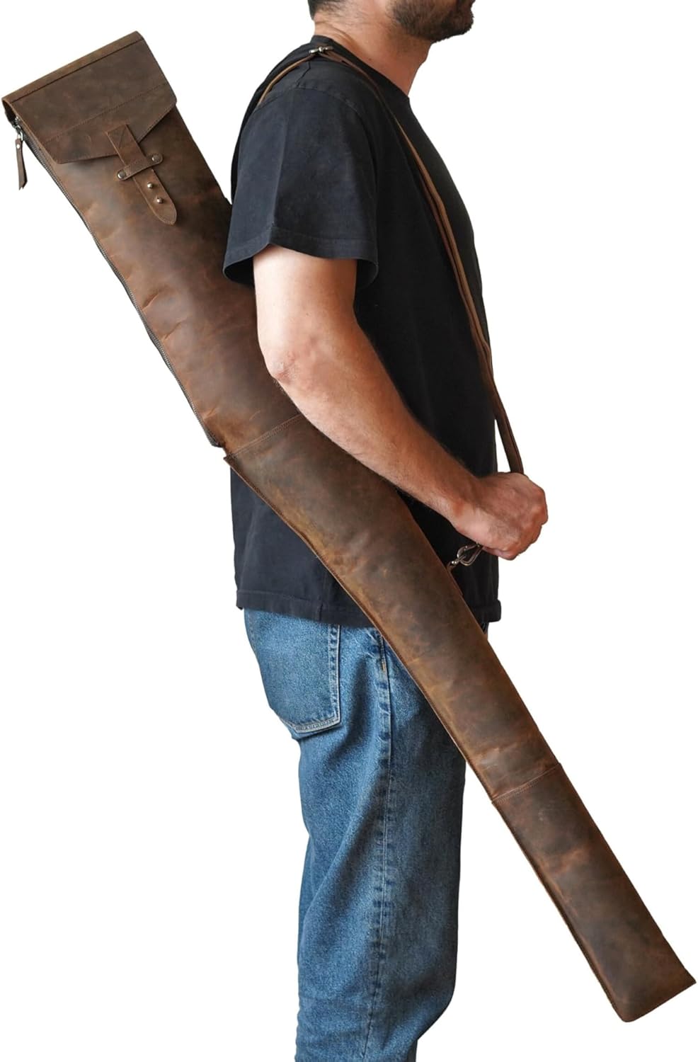 Leather Shotgun Soft Case 52 Inch Padded Interior with Dual Locking System