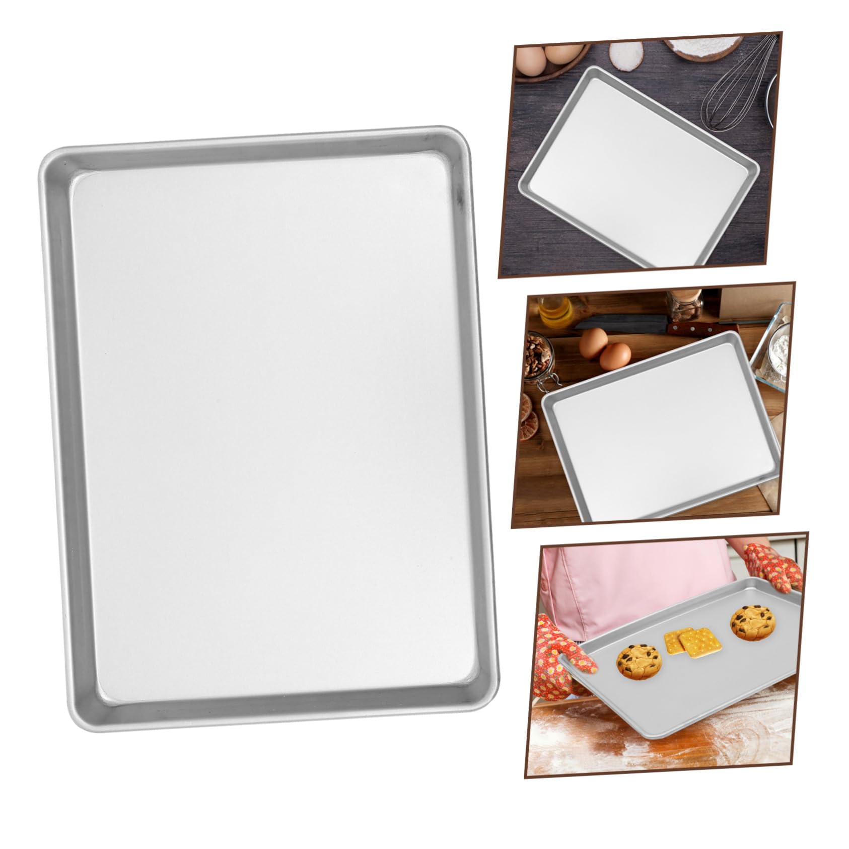 VALICLUD Plaque Cuisson en Alliage D'aluminium 450x330 Mm Moule à Gâteau Rectangulaire pour Cuisson de Biscuits et Légumes Plat à Four Robuste Domestique